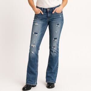 2/$30 Silver Jeans Low Rise Ripped Bootcut Suki 17" Jeans Denim Blue Womens 28